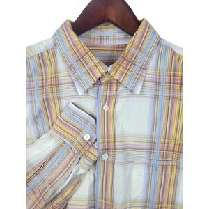 Bugatchi Mens XL Multicolor Plaid Long Sleeve‎ Button Up Shirt